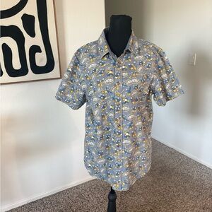 Vans Blue and Yellow Patterned Button Down Shirt